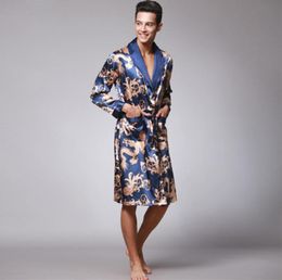 China Dragon Robes Sleepwear Men Full Floral Bathrobes Elegant Black Robe Pajamas Silk Pyjamas Fashion Home Robes Bathrobes3021052