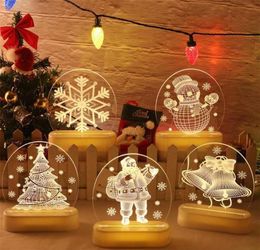Christmas Santa Claus Acrylic 3D Night Lamp For Kids Bedroom Decor Nightlight Garland Gift Xmas USB Battery Powerd Night Light 2112241961