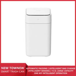 Disposers Original TOWNEW T1S intelligent sensor trash can kitchen bathroom toilet trash can automatic sensor waterproof with lid trash ca