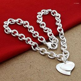 Pendants CHUANGCHENG Eternal Love 925 Sterling Silver Double Heart Chain Necklaces Charm Jewelry