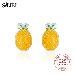 Stud Earrings SMJEL 925 Sterling Silver Pineapple Trendy Cute Fruit Birthday Party For Women Jewelry Gift