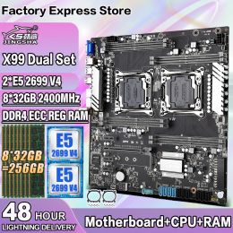 Motherboards JINGSHA X99 Dual Motherboard Intel Dual with Intel XEON E5 2699 V4*2 with 8*32GB DDR4 ECC Memory combo kit LGA 2011V3/4 M.2 SSD