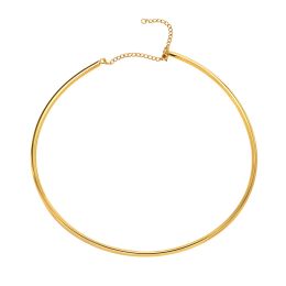 Necklaces Chic Torques Women Young Girls Gift Jewelry, Gold Color Stainless Steel 4MM Wide Chain Choker Necklace
