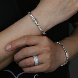New Hot Selling Trendy Women Men Jewelry Two Tone Golor Color 5A CZ Tennis Chain Heart Necklace Bracelet