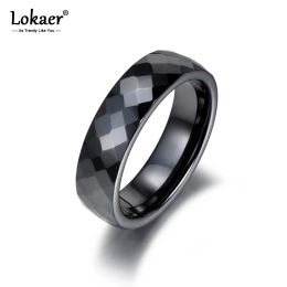 Bands Lokaer Trendy Black & White Cutting Ceramics Rings Jewelry Classic Wedding Engagement Rings For Women Anneaux Anillos R18014