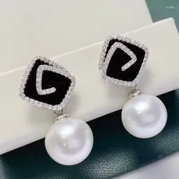 Dangle Earrings MeiBaPJ 8-9mm Natural White Round Pearls Fashion Drop 925 Silver Fine Wedding Jewelry For Women
