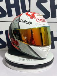 Motorcycle Helmets SHOEI X14 Helmet X-Fourteen R1 60th Anniversary Edition White Orange Full Face Racing Casco De Motocicl