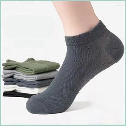 Men's Socks 5Pairs/lot Low Tube Mens Spring Solid Cotton Mesh Breathable Short Sock Women Men Absorb Sweat Sports Ankle
