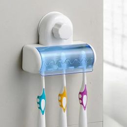 Heads Toothbrush Holder Wall Mount Stand Tooth Brush Holder Hooks Suction Cup Bathroom Tools Toothbrush Rack