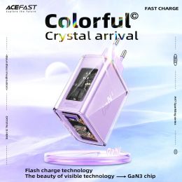 Chargers ACEFAST A45 Crystal GaN3 65W EU Fast Charging Charger For iPhone 15/14/13/12 USB C PD3.0 Quick Charge Adapter For MacBook Laptop