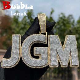 Necklaces Bubble Letter Iced Out Pendant Customised Name Plate Necklace for Men Personalised Charms Two Tone Hip Hop Jewellery