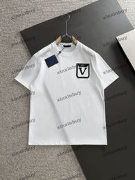 xinxinbuy Men designer Tee t shirt 2024 Italy Leather patch embroidery pocket 1854 cotton short sleeve cotton women white black XS-XL