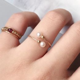 Rings Handmade Natural Pearls Ring Handmade Jewerly 14K Gold Filled Rings Gift Boho Anillos Mujer Bague Femme Rings For Women