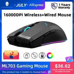 Mice Thunderobot Ml703 Wireless Gaming Mouse 16000 Dpi 1000mah Rgb Gamer Rechargeable Wired 2.4g Wireless Mouse for Laptop Pc Gaming