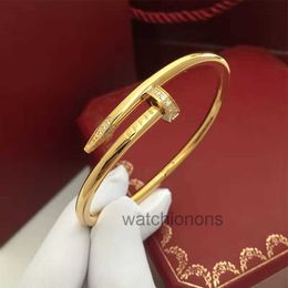 High Quality Luxury Bangle carter Nail Bracelet with Diamonds Simple Female Personality Couple Colorless Titanium Steel Open Male