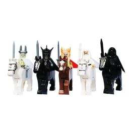 Blocks 5 Sets Medieval Castle Knight Dark Sauron Battle Five Armies Rohan King Roman Solider with Horse Figure Building Block Kids Toys