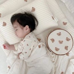 Pillow Bedding Baby Kids Pillow Anti Roll Sleeping Bear Embroidery Neck Head Pillows Multifunctional Breathable Infant Newborn Pillow