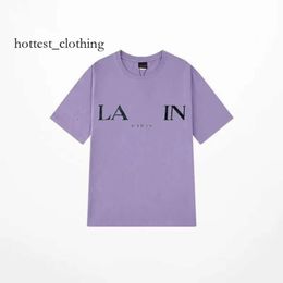 Lanvine Shirt Brand Men's T-shirts Designer Luxury Classic T Shirt Chest Letter Printed Shirt High Street Tshirts Shoe Cotton Loose Tees Hoodie 5521