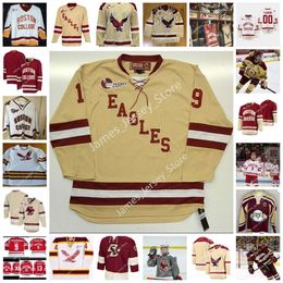 Kob NCAA Stitched Custom Boston College Eagles Hockey Jersey 6 Steven Santini 12 Alex Tuch 18 Colin White Miles Wood 9 Jack Eichel Christop