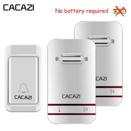 Doorbells Cacazi Self Powered Wireless Doorbell Waterproof with No Battery Door Bell Eu Us Uk Plug 120m Remote 38 Ringtones Flash Light