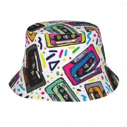 Berets Vintage Cassette Tape Bucket Hat For Unisex Fisherman Hats Travel Hiking Caps Personality Streetwear Graphic Sun