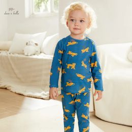 Dave Bella Childrens Boy Pyjamas Suit Autumn Winter Fashion Casual Cotton Comfortable Print Cute Two-Piece DB4238182 240418