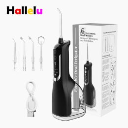 Irrigator Oral Irrigator 5 Modes Portable Rechargeable Dental Water Jet 4 Nozzles Waterproof 330ML Tank Water Flosser For Teeth Whitening
