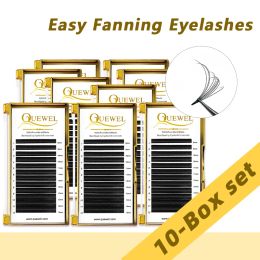 Eyelashes Quewel Easy Fans Eyelash 10 Case/Lot Blooming Volume Eyelashes Extension Professionals False Mink Silk Thick Lash Wholesale