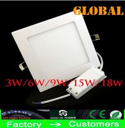 12X Square Panel Light Bulbs 100 3w4w6w9w15w18w WhiteWarm White LED Ceiling Light Led kitchen lighting Office Lamp Via FedE5676563