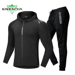 Sets Quick Dry Men's Running Jacket Training Sportswear Set Gym Fitness Compression Sport Suit Jogging Tight Sportswear Clothes Male