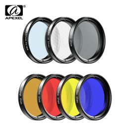 Lens APEXEL7 in 1 phone lens kit 0.45x wide +37mm UV Full Blue Red Color Filter+CPL ND32+Star Filter for iPhone Xiaomi all Smartphone