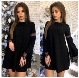 Casual Dresses Winter Women Lace Dress Long Sleeve Tunic Party 2024 Year Christmas Vestido Swing Female Clothing