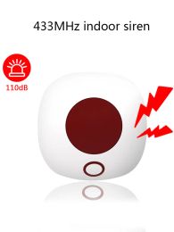 Accessories Indoor 433MHz Wireless Siren Standalone Burglar Home Security Alarm System High Decibel 110dB Sound Light Strobe Siren Loudspeak