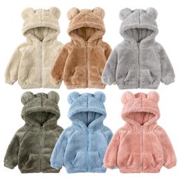 Coats Baby Winter Coat Soft Plush Thickened Jacket for Boy Girl Cartton Bear Ear Hooded Coats Lamb Fleece Children Clothing Sweatshirt