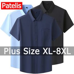 Summer Shirts for Men Big Size 1XL-7XL Business Formal Shirt Men Short Sleeve Solid Color White Shirt 115-205KG 240419