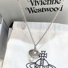 designer jewellery viviane viviennes westwood Jewellery pendant necklace Live Broadcast of Threedimensional Saturn Water Droplet Pearl Necklace Female French Pla