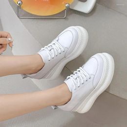 Casual Shoes Krasovki 9cm Comfy Genuine Leather Chunky Sneakers Vulcanize Women Platform Wedge Fashion Autumn Thick Soled Spring Ladies