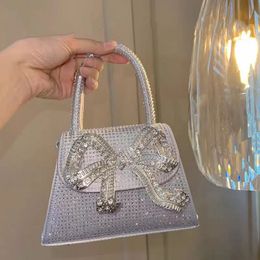 Shiny Rhinestone Evening Clutch Bags Women Bow Crystal Clip Purse And Handbags Luxury Designer Wedding Party High Quality 240418