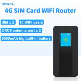 Routers 4G SIM card wifi router dual SIM cards color LCD display lte modem pocket hotspot 10 WiFi users 8000mah battery portable WiFi