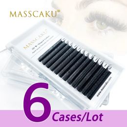 Eyelashes MASSCAKU 6case/lot W lashes 0.07 thickness 3D premade volume fans eyelash extension supplies c/d curl soft faux mink eyelashes