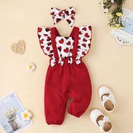 One-Pieces Onesies Set Baby Girl Newborn Overall Romper 024Months Red Color Toddler Clothing Infant Summer Short Sleeve Jumpsuit