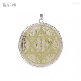 Pendant Necklaces 10Pcs Wholesale Soldered Flower Life Star Of David Round Coin Circle Handmade Raw Ore Jewelry Tin Selenite PM50067