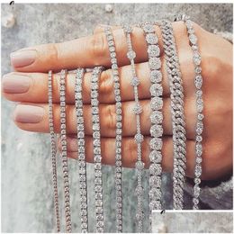 Tennis 20 Style Sparkling Luxury Jewellery 925 Sterling Sier Mti Shape White Topaz Cz Diamond Gemstones Women Bracelet For Lover Drop De Otk43