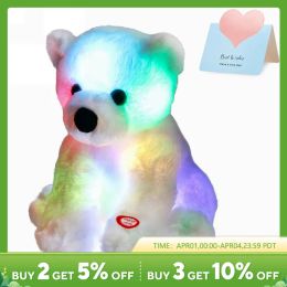 Cushions Glow Guards 25cm Polar Bear LED Light Plush Toys Glowing Doll White Stuffed Animals Throw Pillows for Girl Birthday Gifts Kids