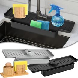 Hooks Faucet Drainer Rack Kitchen Non-slip Countertop Mat Wipe Sponge Organiser Accessories Tools