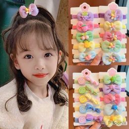 Hair Accessories 5 Pcs/Set Girls Cute Candy Colors Heart Flower Elastic Hair Bands Children Lovely Srunchies Rubber Bands Kids Hair Accessories