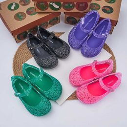 Sandálias mini melissa infantil sapatos casuais crianças gelatina cor tecida sandália oca solas macias sapatos de praia anti-deslizamento 240423