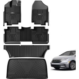 Custom Fit todos os tapetes e revestimento de carga para 2018-2024 HONDA ODYSSEY Mini Passageiro Van - Inclui tapetes para todas as 3 linhas e tronco