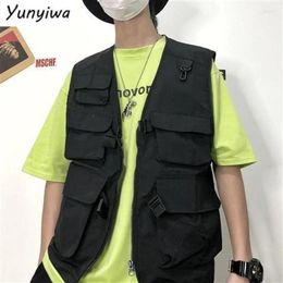 Men's Tank Tops Korean Vest Men Women Trend Tactical Function Loose Dark Tooling Jacket Unisex Hip Hop Streetwear Multi-pocket