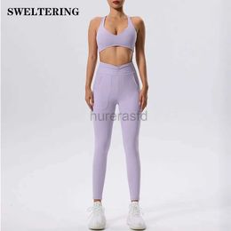 Active Sets 2PCS Yoga Set Women Tracksuit Gym Workout Clothes for Female Push Up Bra High Waist Leggings Sexy Fitness Sportswear Sports Suit 240424